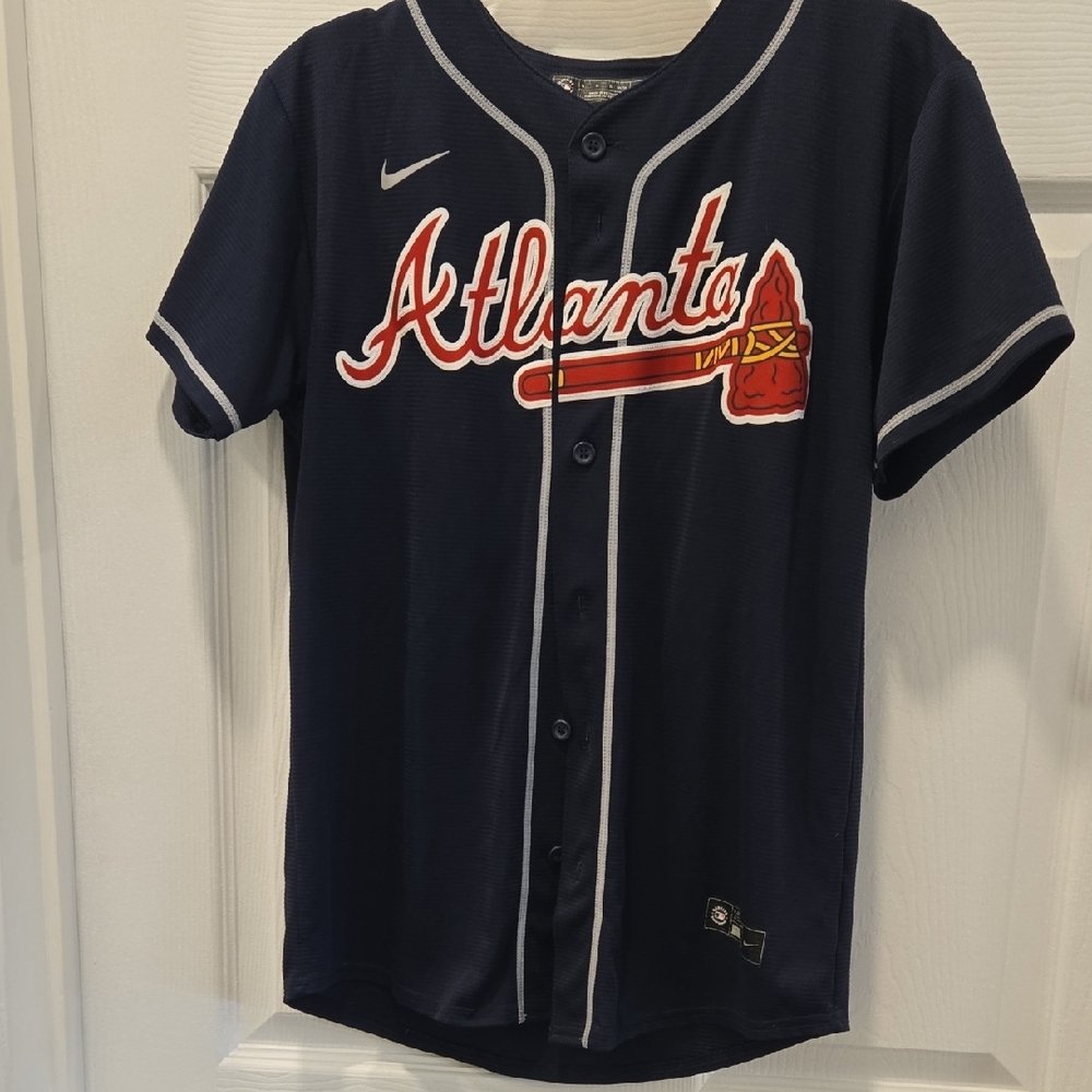Nike Kids Navy Baseball Jersey with Atlanta Design
